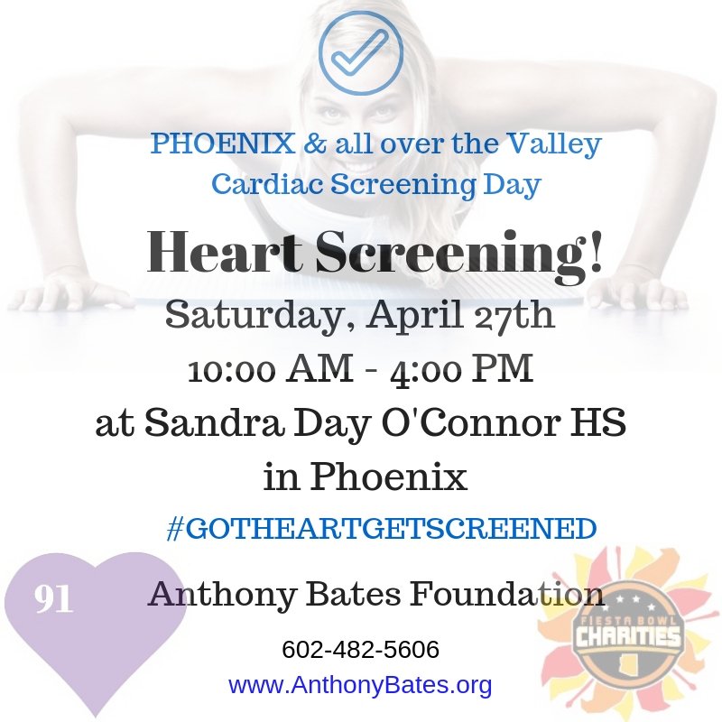 Students (age 10+) and adults can get an EKG and Ultra Sound during the heart screening event on April 27th at SOHS. Make an appointment to get your heart checked or volunteer: anthonybates.org.  #GotHeartGetScreened @DVUSD @OHS_Eagles