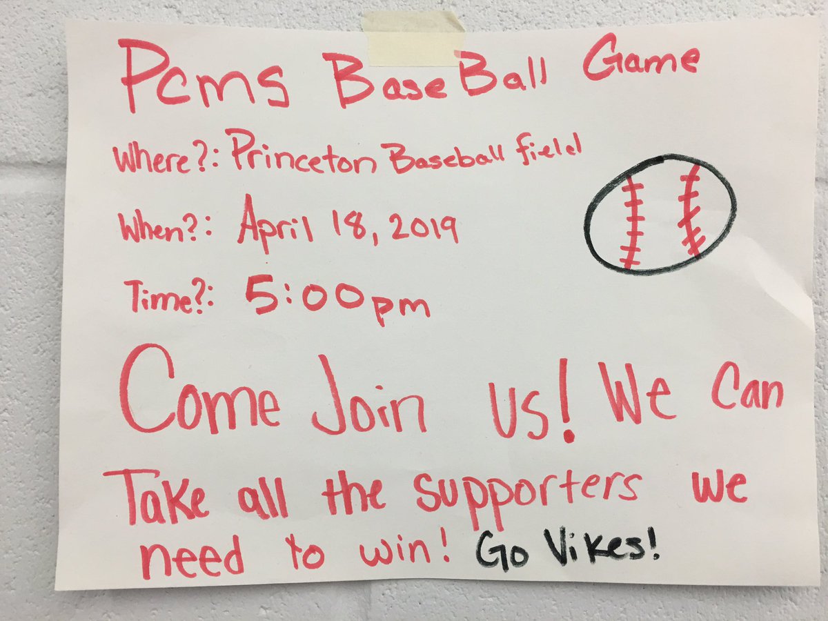 PCMSStudentCou2's tweet photo. Join Student Council in the student section tomorrow night at the pcms boy’s baseball game!                  Thursday 4/18 @ 5pm.       @DrMackzum @amodiodebbie1 @StallworthPCMS @misswilderPCMS @PCMSVikingPride https://t.co/GVusHcLFwb