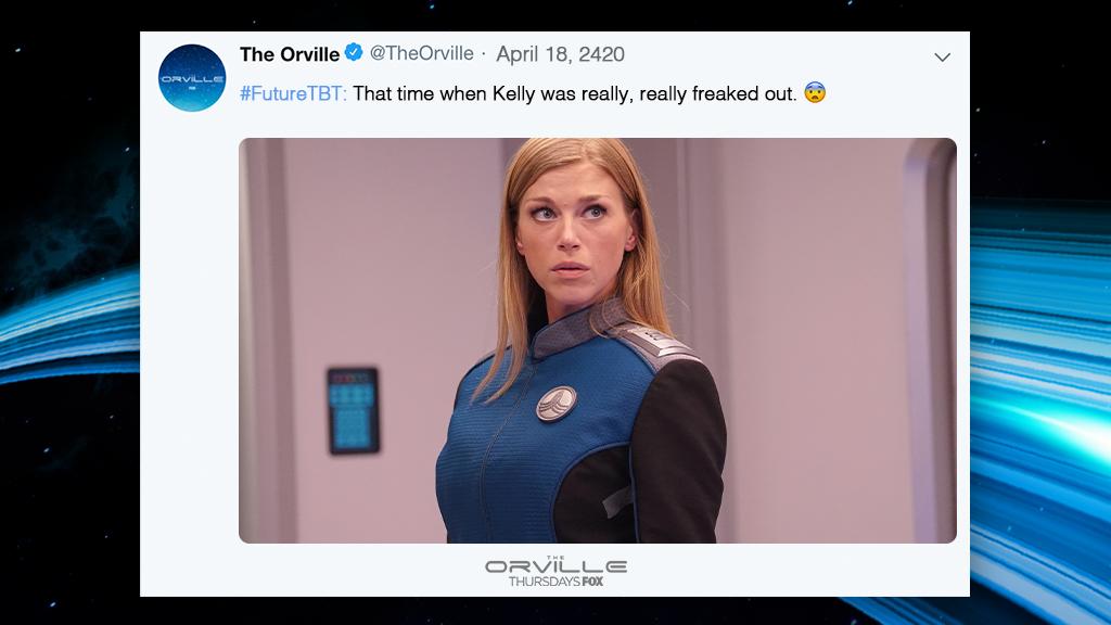 TheOrville's tweet photo. What do you think freaked out Kelly? #TheOrville #FutureTBT https://t.co/udaSp4mYAg