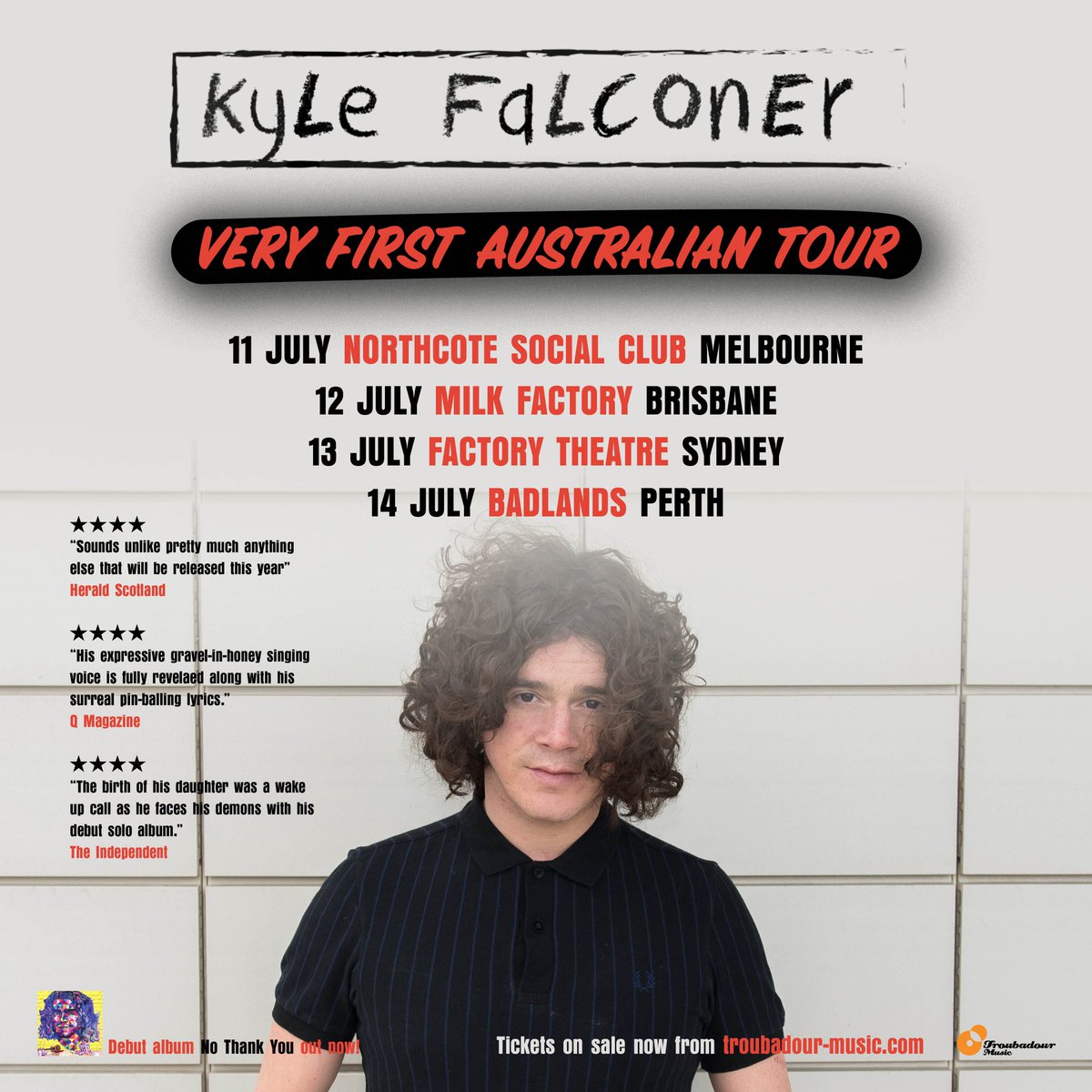 Scottish indie hero <a href="/KyleFrancisFalc/">Kyle Falconer</a> makes his Australian solo debut in July! Tix: bit.ly/KyleFalconerAUS