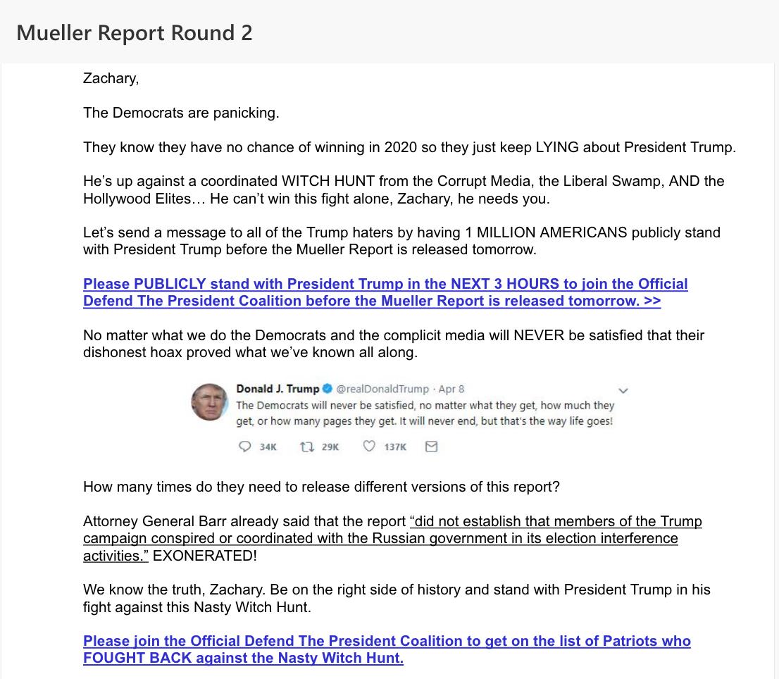 The WITCH HUNT of people wanting to see exactly what the Mueller Report actually says continues. "How many times do they need to release different versions of this report?" lol.