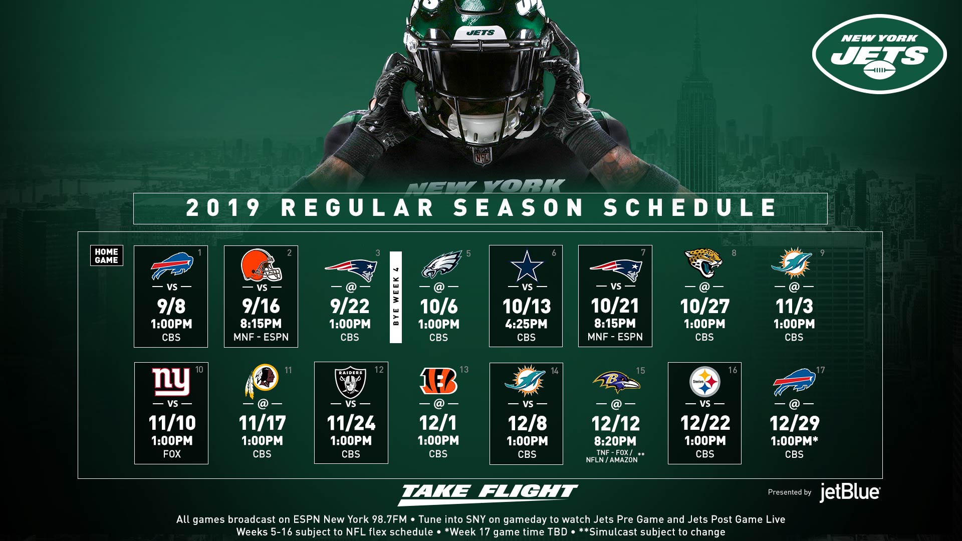 show me the new york jets football schedule