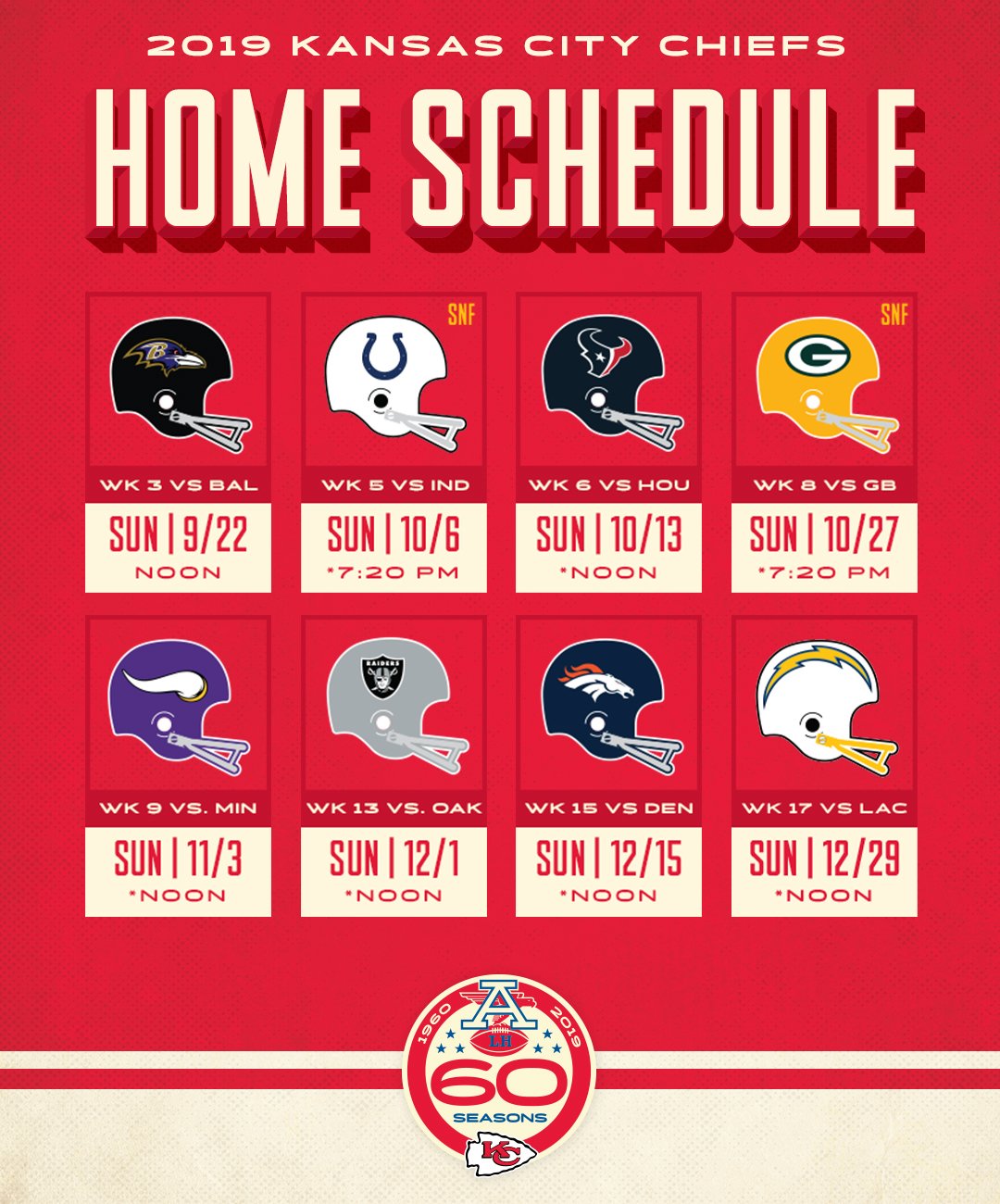 Kansas City Chiefs on Twitter "Our 2019 regular season schedule!…