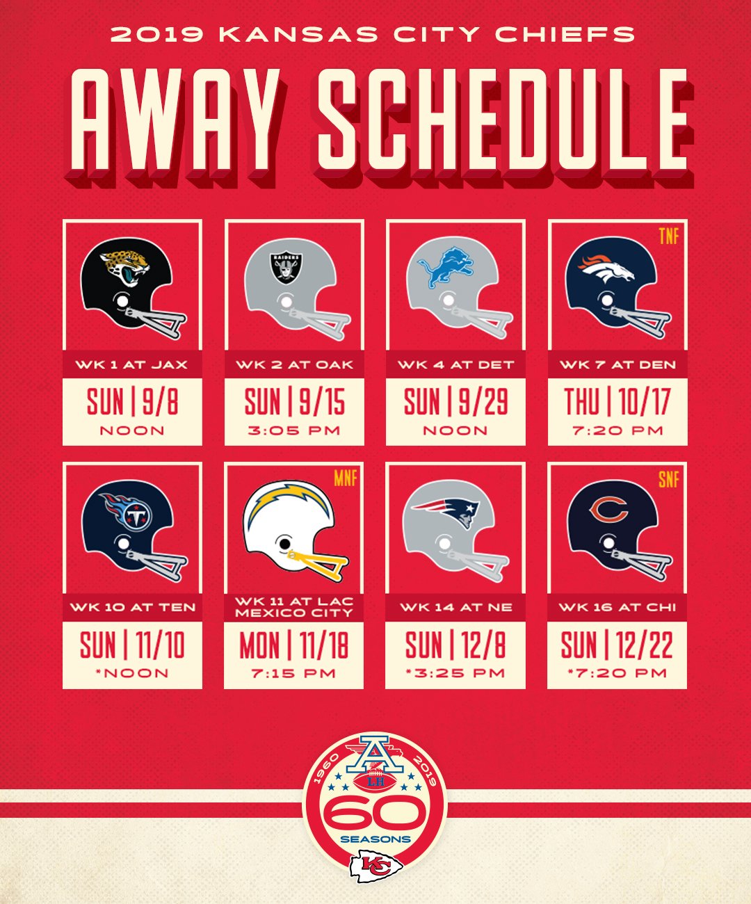 Kansas City Chiefs on Twitter: "Our 2019 regular season schedule!…