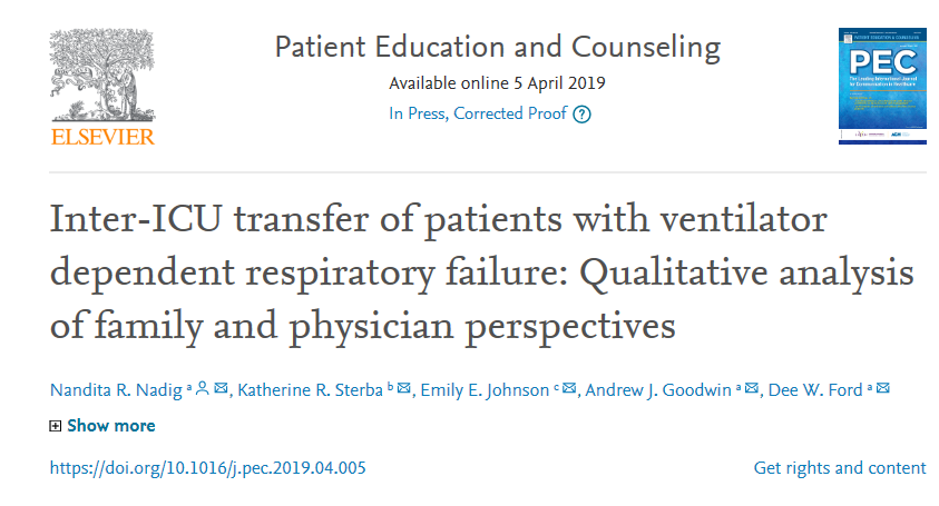 ATS_BSHSR's tweet photo. Inter- #ICU transfer of patients with #ventilator #dependent #respiratory #failure: Qualitative analysis of family and physician perspectives #VDRF https://t.co/dgdIKXUY72 https://t.co/jJuhmyRQ4u