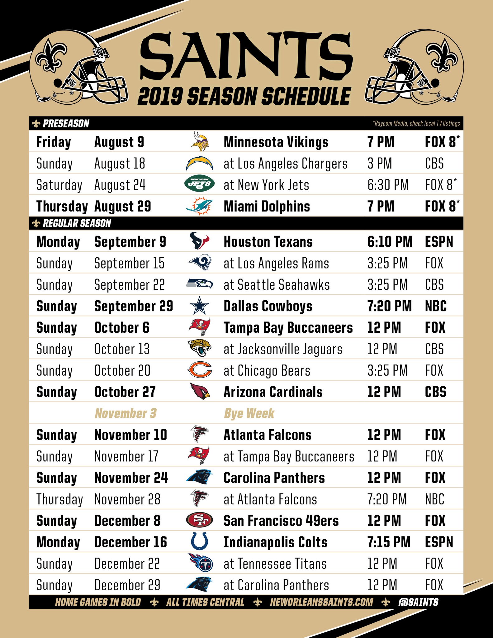 New Orleans Saints Schedule 2022 Printable Printable Schedule 2022