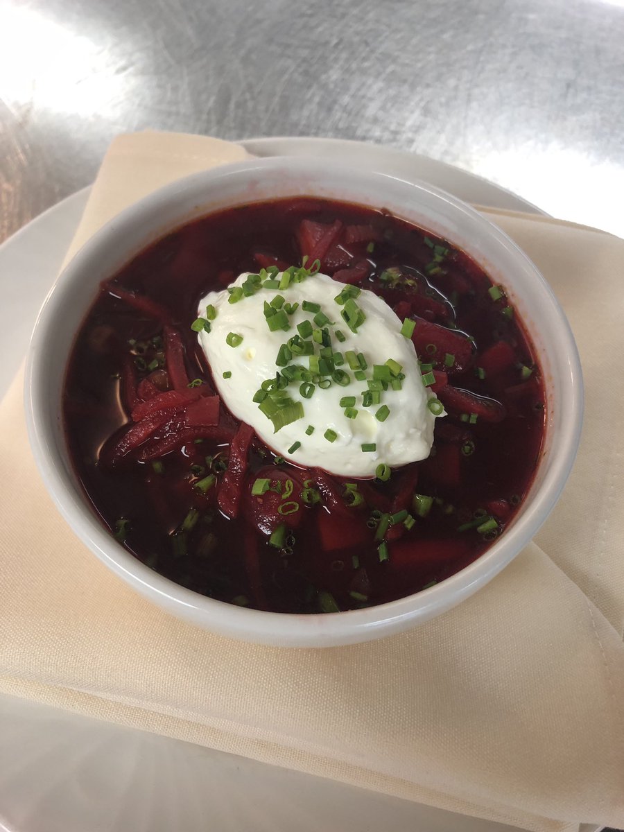 m_janke99's tweet photo. Today’s Soup Du Jour was a beautiful Borscht!!😍 Only a couple more days to come visit your favourite students at @ErnestsNAIT for lunch!! https://t.co/KPumwohrsy