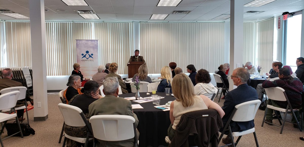 EmeraldHillsIns's tweet photo. Salt Lake Interfaith luncheon at the Emerald Hills Institute. UN representative Lago Baldomero, PhD is talking about upcoming the UN 68th Civic Society conference in Salt Lake City @InterfaithSLIR @UN https://t.co/WBfhOLU5It