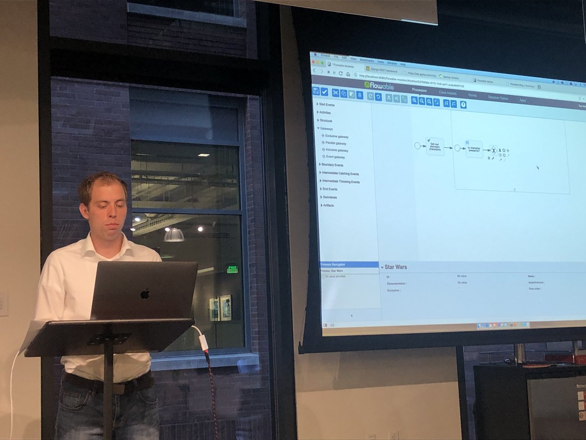 PC_Denver's tweet photo. @vzickner showing Flowable BPMN and CMMN with Spring Boot! @FlowableGroup @cloudfoundry https://t.co/LeTxZp4Sjz