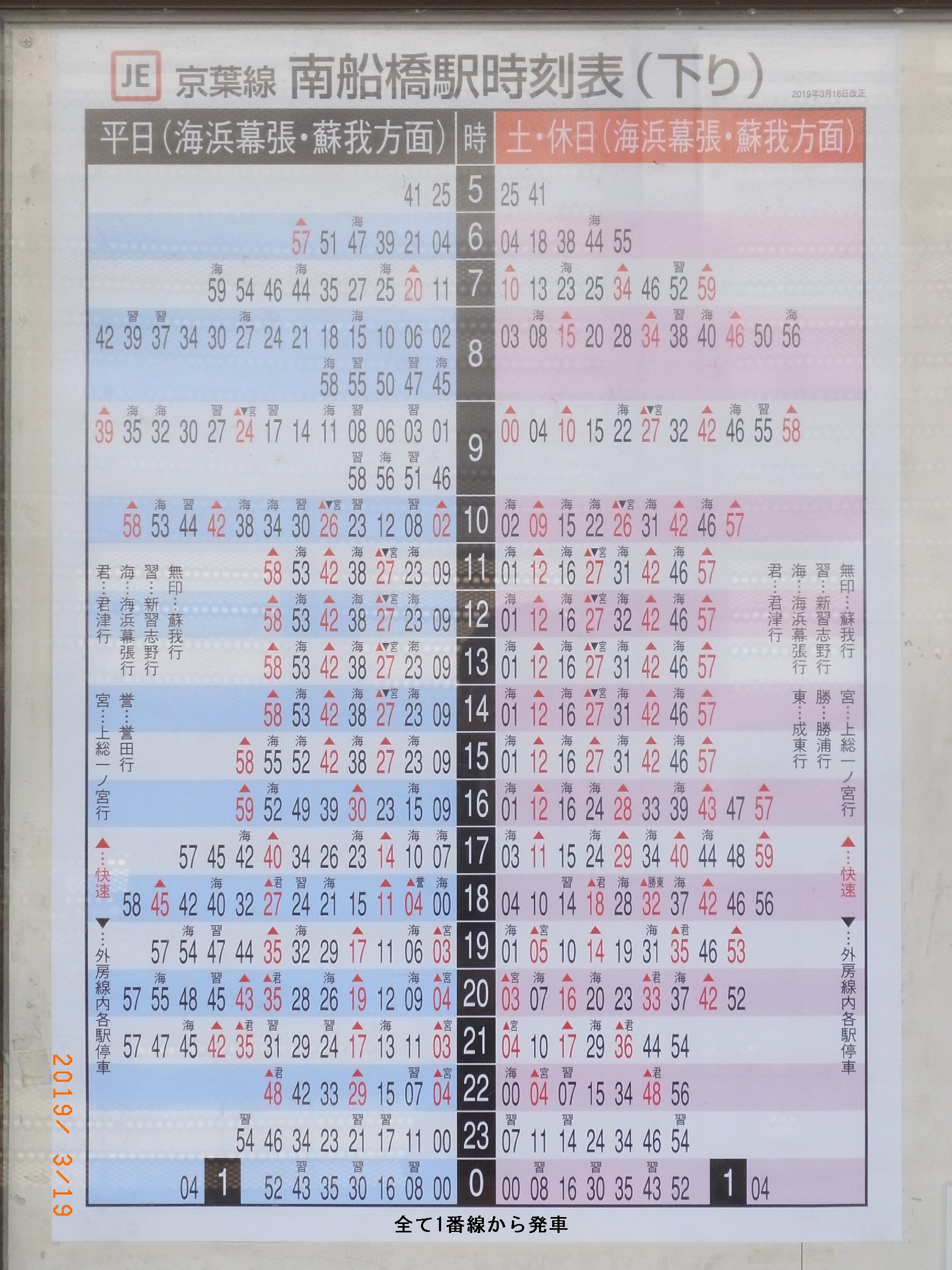 刹那さと時々劣等生 名も無き兄弟運転士 駅時刻表 加工済み 京葉線 南船橋駅 刹那収録 南船橋 駅時刻表 T Co Nluoj4pcu2 Twitter