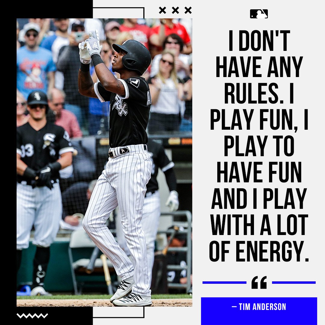MLB's tweet image. Keep doing your thing, @TimAnderson7. 👏 #LetTheKidsPlay