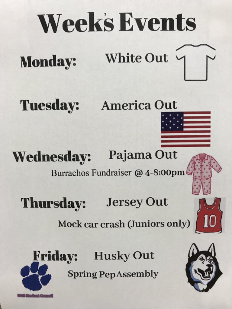 nhs_stu_co's tweet photo. Hey Huskies! Next week is PROM WEEK which means SPIRIT WEEK!! Show your school spirit all week long❗️❗️ https://t.co/tXJWdtOhik