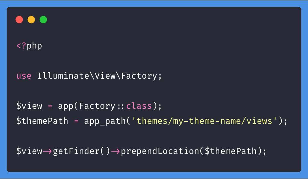 Have you ever wanted to create a theme system in #laravel? It's easier than you'd think. The key is to prepend the path to the views inside your theme folder so that they load before the default locations. 
eoghanobrien.com/posts/building…