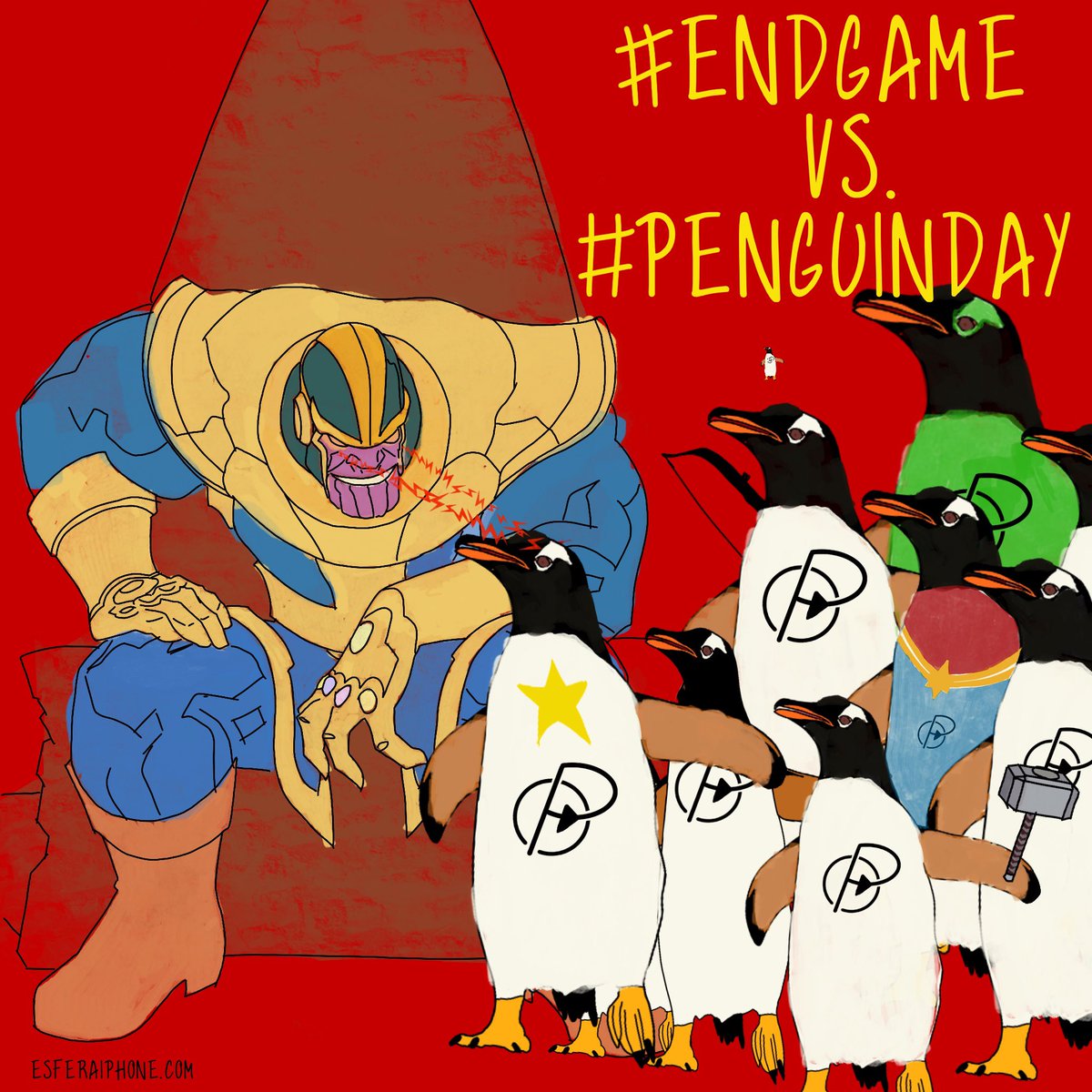 esfera_iphone's tweet image. ¿Quién ganará? #EndGame vs #PenguinDay. RT para dar tu apoyo a Thanos o Like para ayudar a “Los Pingüingers” 😁