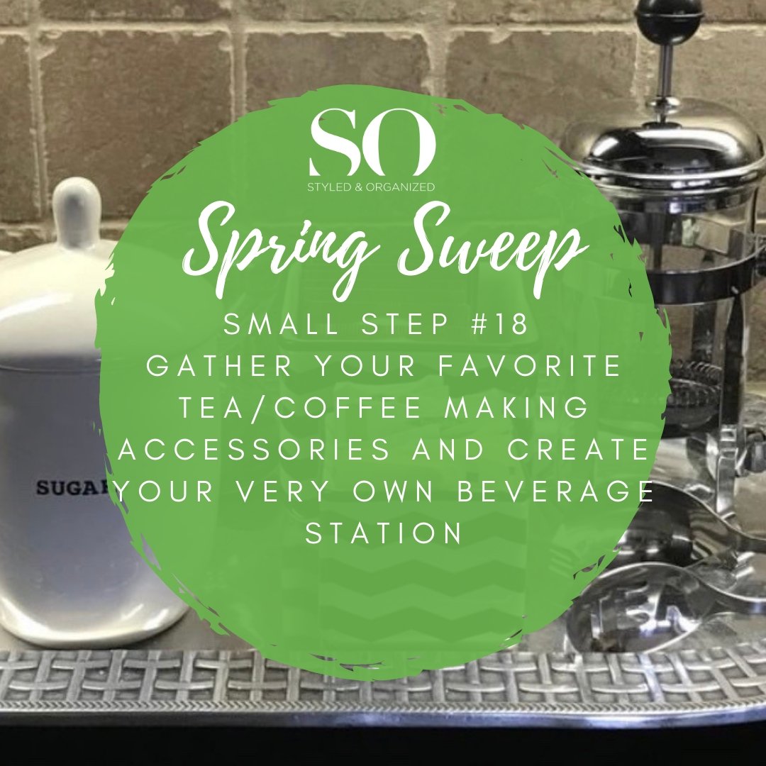 StyledOrganized's tweet image. This is step is actually fun if you are a tea or coffee lover!  To make it even more fun, pull out a pretty tray that can hold all of the accessories.

#SOSpringSweep #beveragestation #kitchenorganizing
•
•
•
#StyledandOrganized