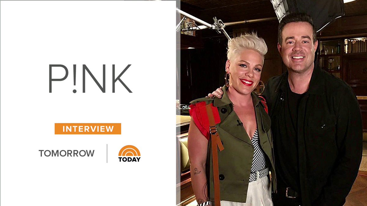 Tomorrow on TODAY: @CarsonDaly catches up with <a href="/Pink/">P!nk</a>, nearly two decades after they first met, to talk about music, family and more.