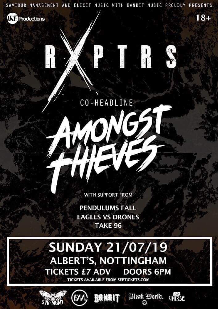 PendulumsFall's tweet photo. Supporting @RXPTRS and @AmongstThieves_ this July at Albert’s with @eaglesvsdrones and Take 96. Get tickets at https://t.co/d6DVuVVNWQ or DM us! https://t.co/K3YqKm7yWf