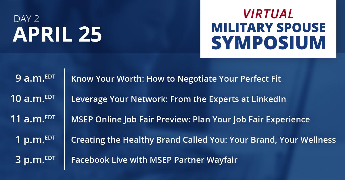 DoDMilSpouse's tweet photo. Interested in sharpening your skills for your next pursuit? Join us for day two of the 2019 Virtual Military Spouse Symposium. Register here to join: https://t.co/a7fuQhtqQ8. #MilSpouseLive https://t.co/FQOz1XUKPB