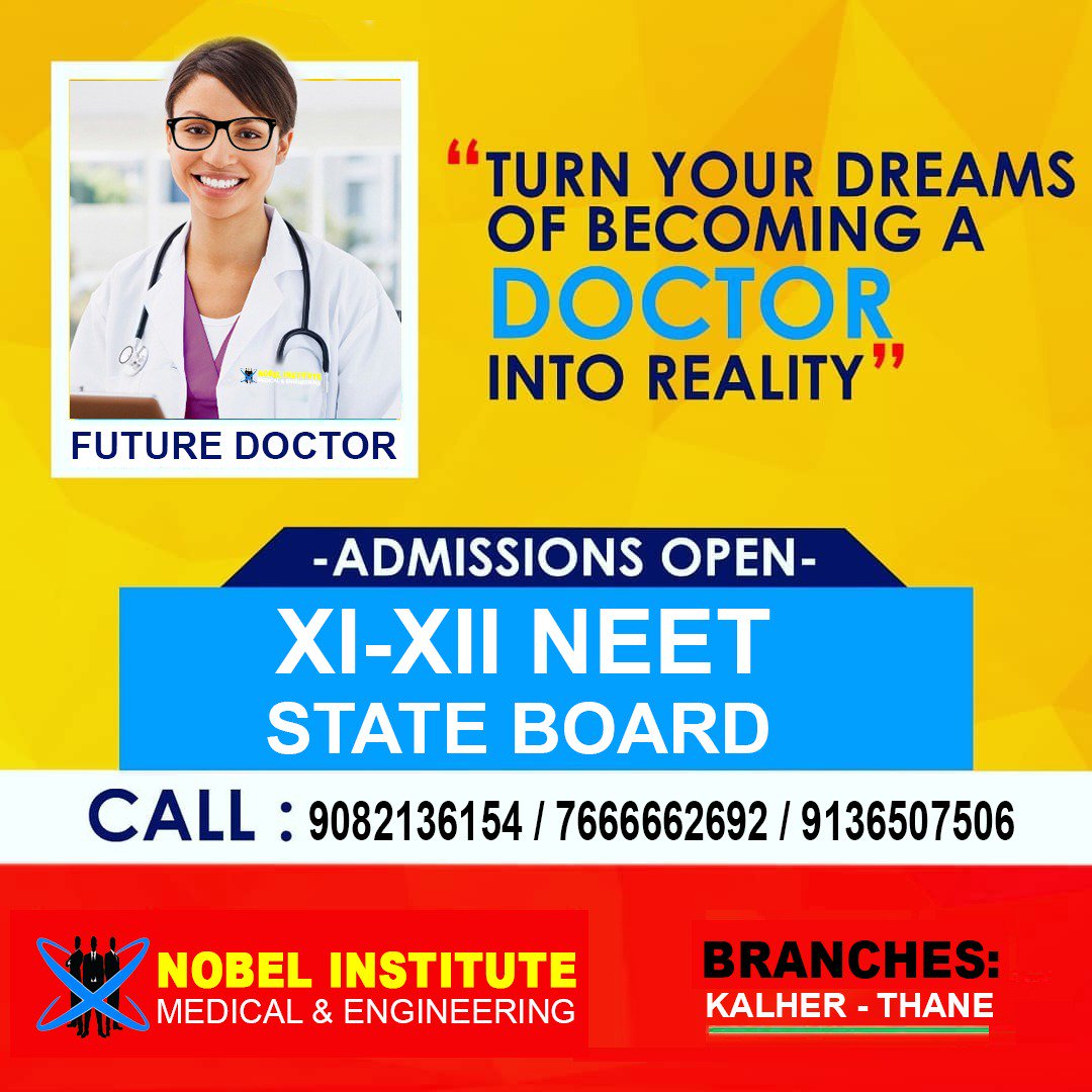 Admission Open for Session 2019-20 ( For NEET Exam Preparation.) Class 11th &amp; 12th. Call Now and Get Best Offer.
Call - 9082136154 or  Visit - nobelinstitute.net