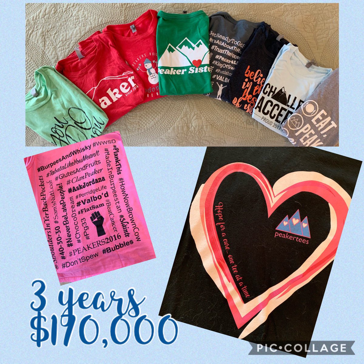 3 Years.  From 1 design to over 20. From 100 members to 2800+.   From $7500 to $170,000 raised for MPC charities.  So very proud of all the #Peakers who joined #PeakerTees on this amazing journey celebrating the Peaker Community and Spirit.💕  Thank you all .#PeakerStrong