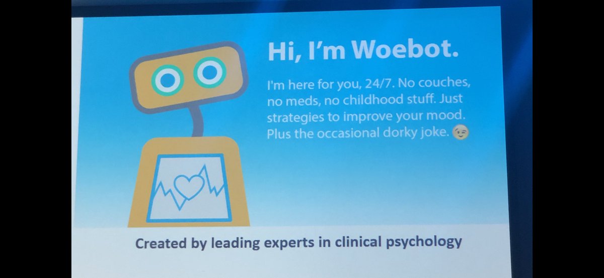 RenateWijma's tweet photo. Mooie opsomming voorbeelden chatbots #health #chatbot19 Woebot hahaha hoe verzin je het π€£ @HiWoebot @ada https://t.co/WG23m6mISZ