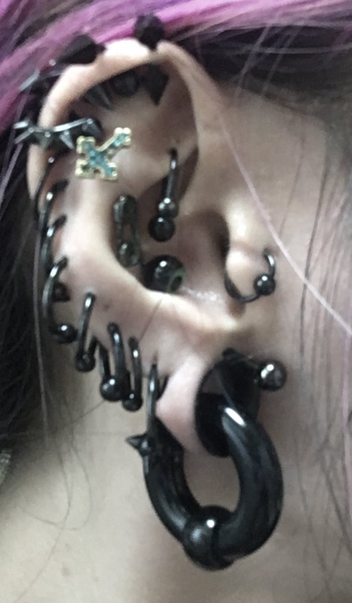 森野りんご ピアス見せてください と言われるので主のピアスになります 苦手な人は回れ右 もう何個ついてるのかも自分で分かりません 拡張は24mmと14mmだったはず