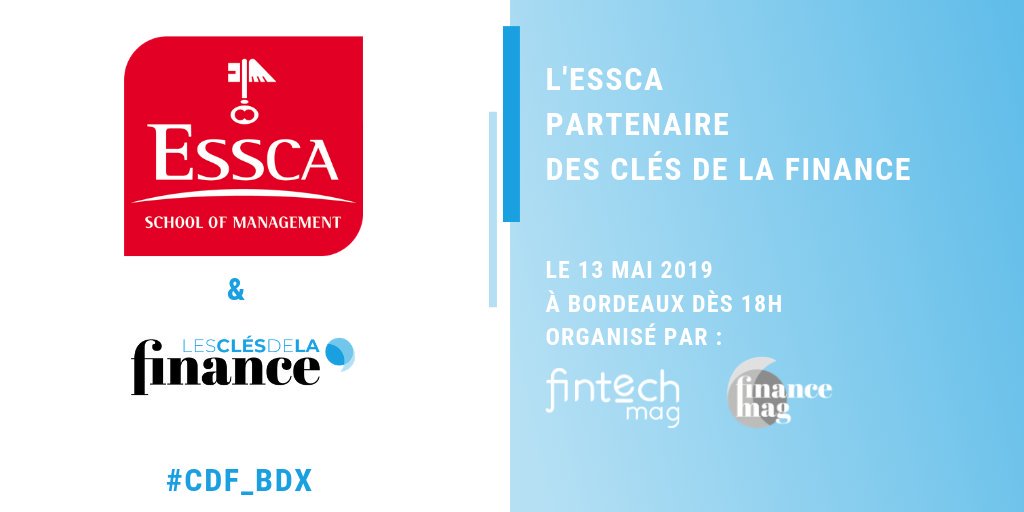 Financemag_'s tweet photo. Merci à l' @ESSCA_Ecole de soutenir l'événement #CDF_Bdx, qui réunit les professionnels de la #Finance et l'#innovation 🤗

Première étape à Bordeaux le lundi 13 mai à 18h ! 📅 Inscrivez-vous ici pour écouter nos speakers : https://t.co/yByfRNl5CP https://t.co/zlefjlIt9v