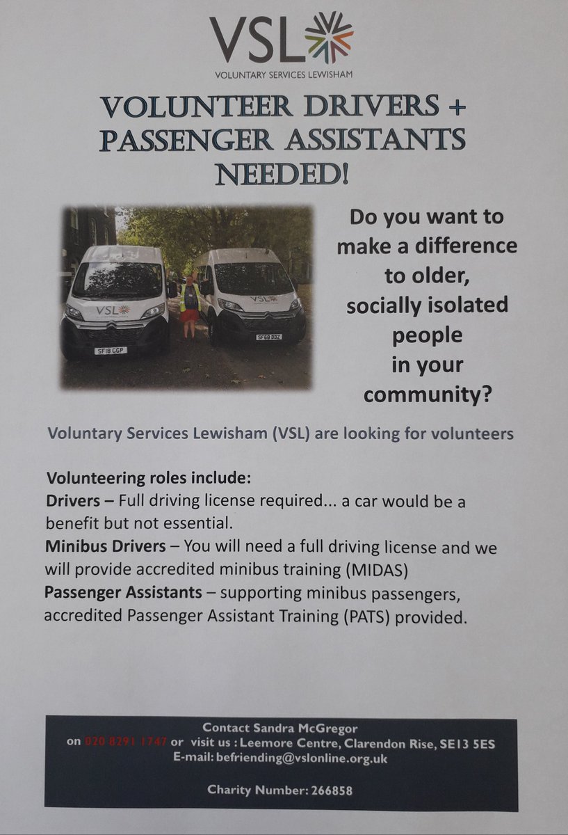 The more volunteers we have the more vulnerable people we can help. Please share . We need car drivers as well as mini bus drivers and passenger assistants.