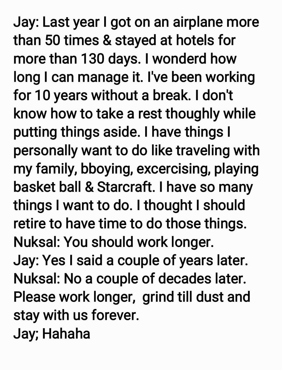 Jay was asked about his mention on SNS about his retirement
