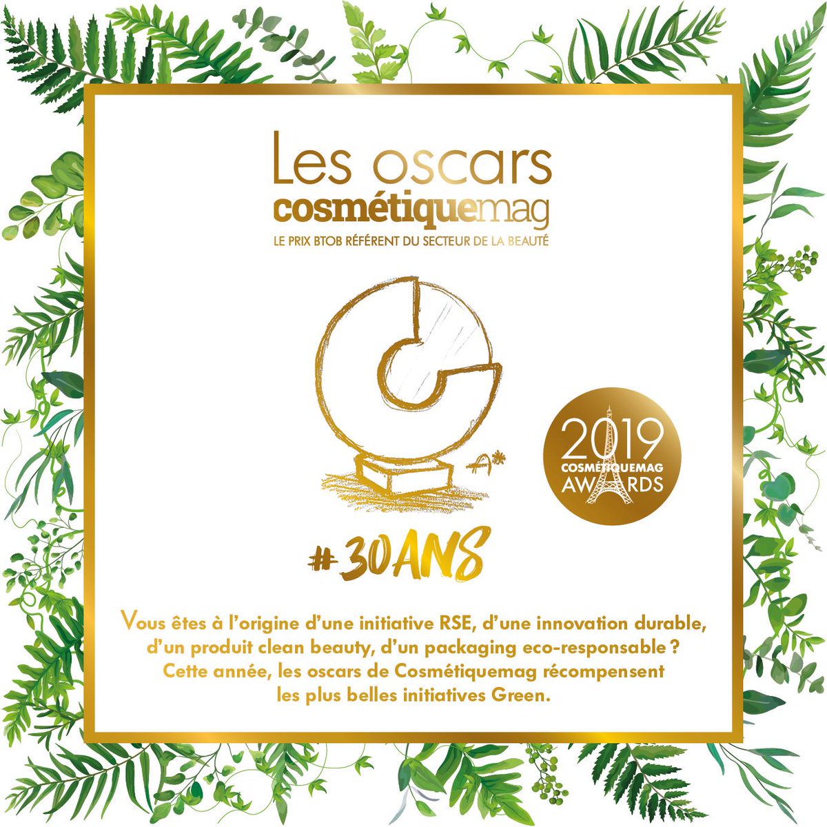 Cette année, les #OscarsCosmétiqueMag, prix BtoB qui récompense l’innovation Produits et Retail, fêtent leur 30 ans ! Marion, notre responsable marketing, fera partie des membres du jury du 25 au 26 avril. RDV pour la remise du prix le 3 juin à 18h30 au théâtre de la Madeleine !