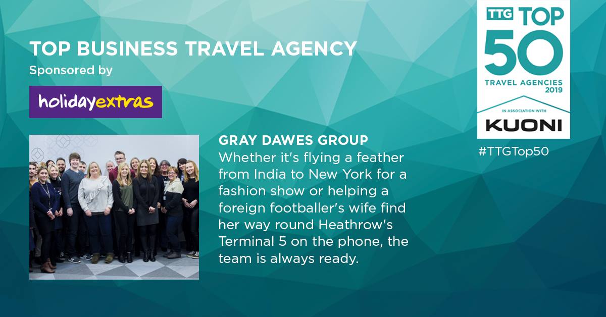 GrayDawesTravel's tweet photo. We're looking forward to the #TTGTop50 Awards this evening, as we've been shortlisted in the Top Business Travel Agency category!

Good luck to all the nominees across the various #TTGTop50 categories. https://t.co/wU1zyuM16X