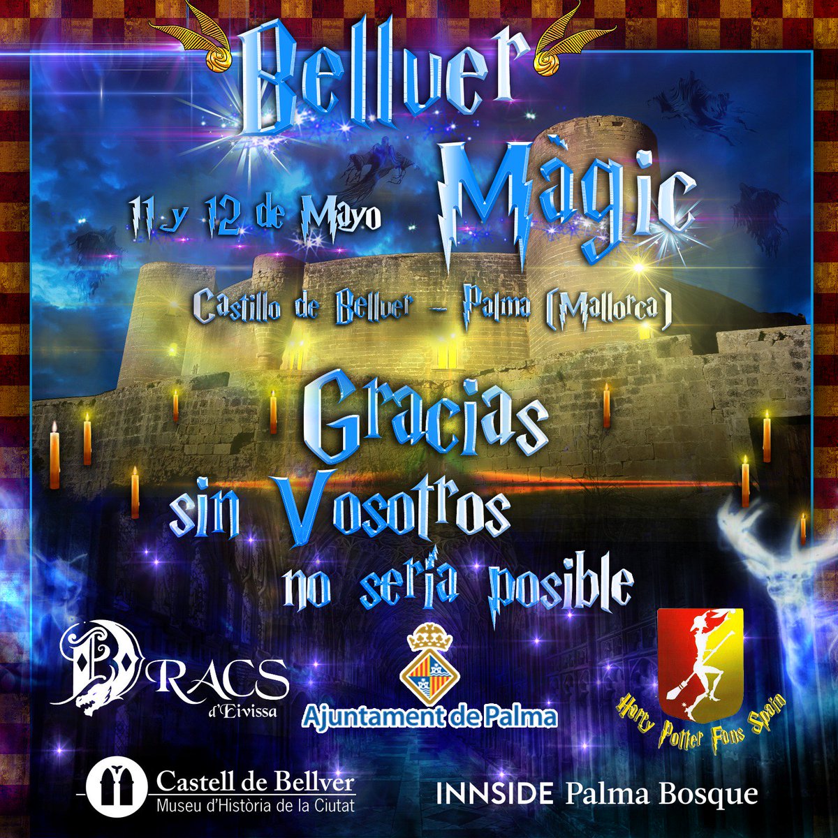 aacf_145's tweet photo. Muchas gracias por vuestro apoyo y colaboración en el evento de #BellverMagic. Sin vosotros no sería posible
@ajuntpalma
@dracsdeivissa
@HpFansSpain
Castell de Bellver
Innside Palma Bosque
¡¡Nos vemos los próximos 11 y 12 de mayo en un acontecimiento único!! https://t.co/VetiXJxwxx