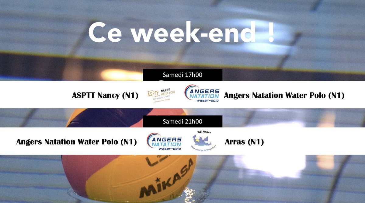 Angerswaterpolo's tweet photo. 🤽‍♀️🤽🏼‍♂️#TEAMANWP
[Matchs du week-end]

Direction Nancy et les phases finales pour les Angevines  ⤵️

#MatchsDuWeekend #SportAngers #LaDalleAngevine #NANCYANGERS #ARRASANGERS #phasefinale #ffn https://t.co/VhMa6i3d39