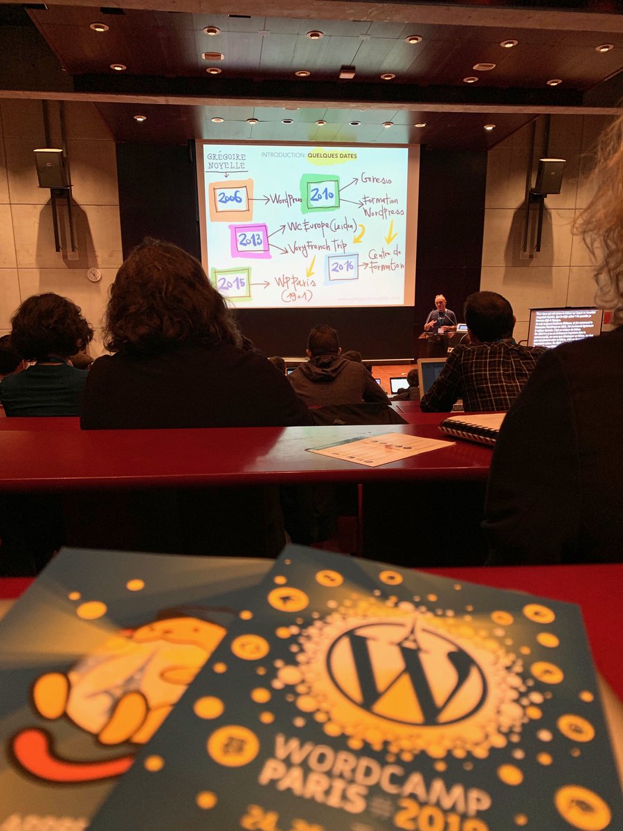 mediakod's tweet photo. C’est parti pour le WordCamp Paris avec @gregoirenoyelle !   #WCParis @WordPress @WordCampParis https://t.co/clKXakYEUZ