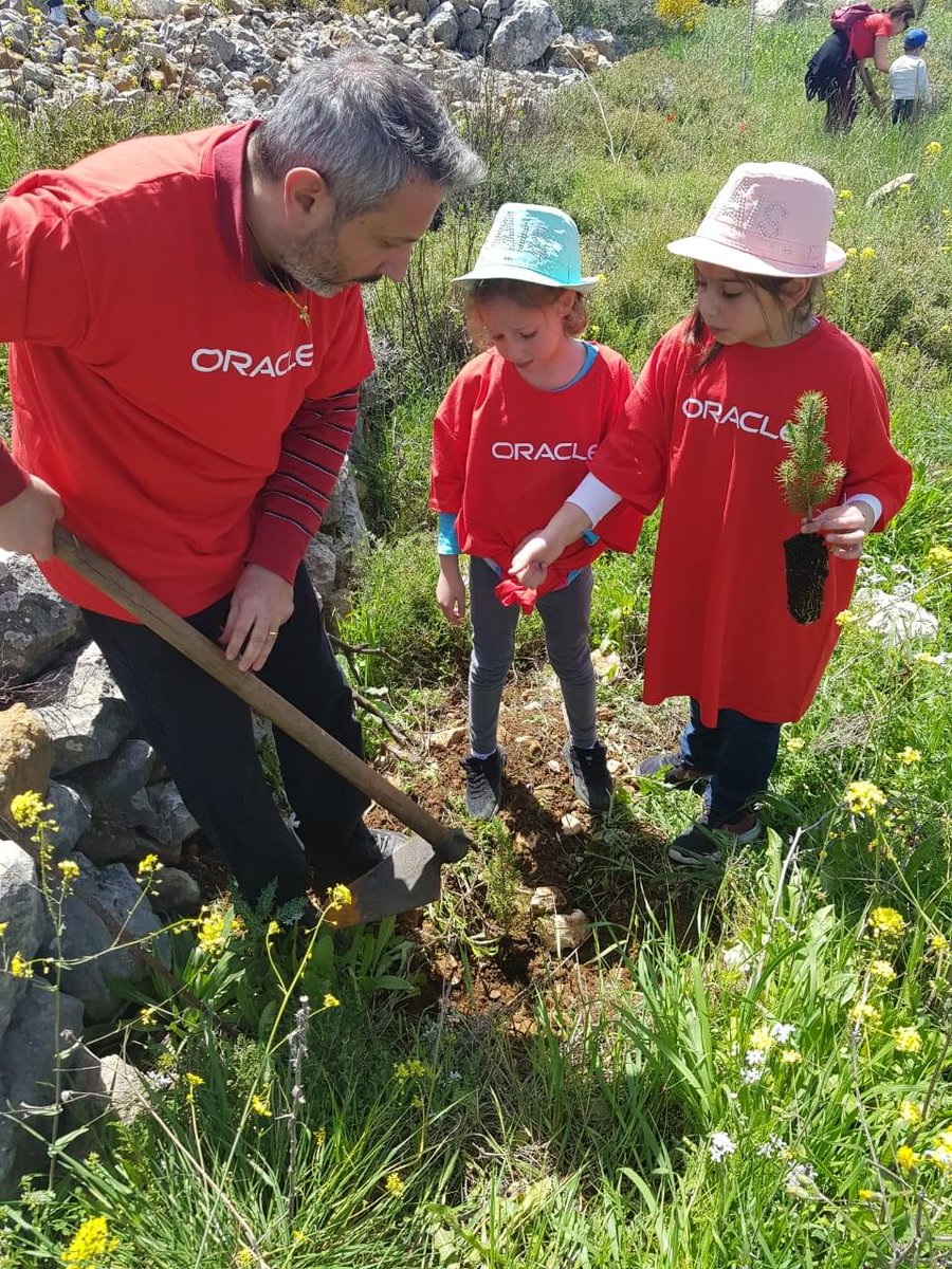Oracle Lebanon focuses on the environment: Employees and their families have been hard at work planting trees in the Ramliyeh mountains. #OracleVolunteers joined forces with the local Association for Forests, Development and Conservation in an effort to protect biodiversity.