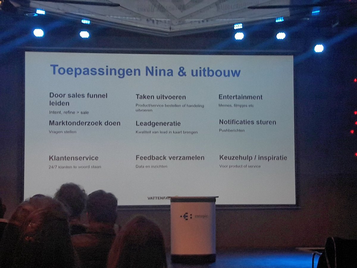 freelancefirm's tweet photo. Chatbot Nina van @VattenfallNL groeit. Via @JorissaNeut bij #chatbot19 https://t.co/RgsvVU1hmV