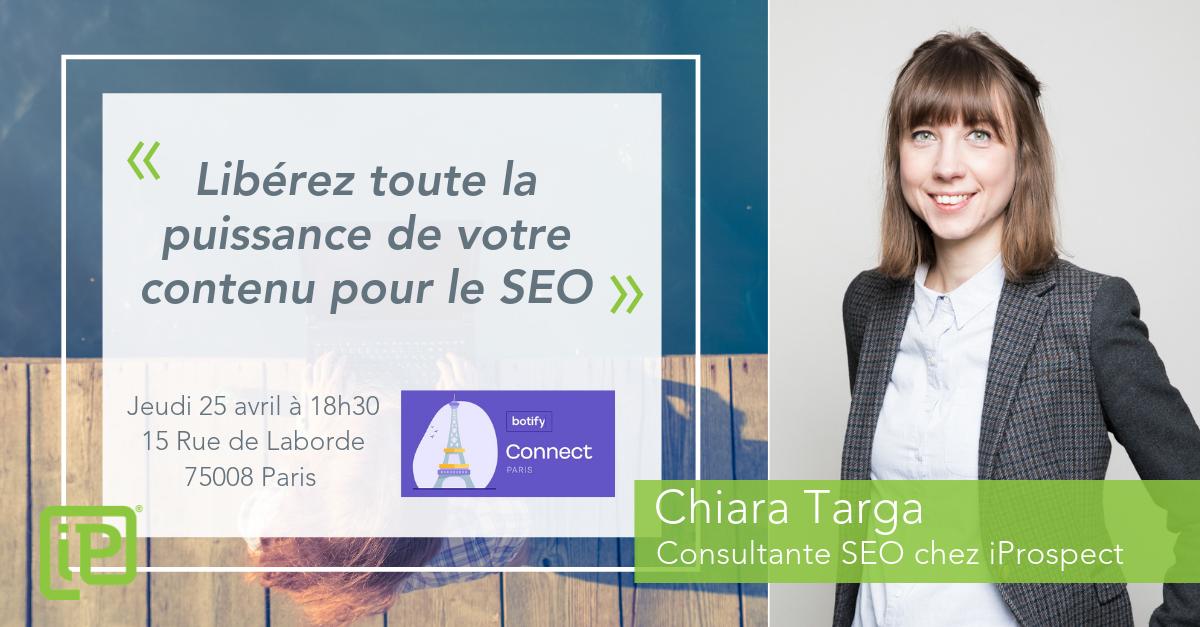 iProspectFR's tweet photo. "L'optimisation du contenu pour le SEO ne se résume pas uniquement à l'optimisation de la balise Title."
Pour en discuter, RDV aujourd'hui à 18h30 au #BotifyConnect pour une table ronde sur le #Contenu &amp; le #SEO avec @kiaratarga.

Inscrivez-vous sur : https://t.co/yNb7f7kuni https://t.co/e3mHuU8q5h