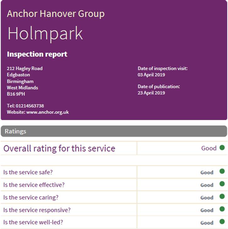 Holmpark currently has a couple of permanent and respite vacancies. Why not pop in for a tour of the home? See our recent CQC inspection report online @ cqc.org.uk/location/1-126…