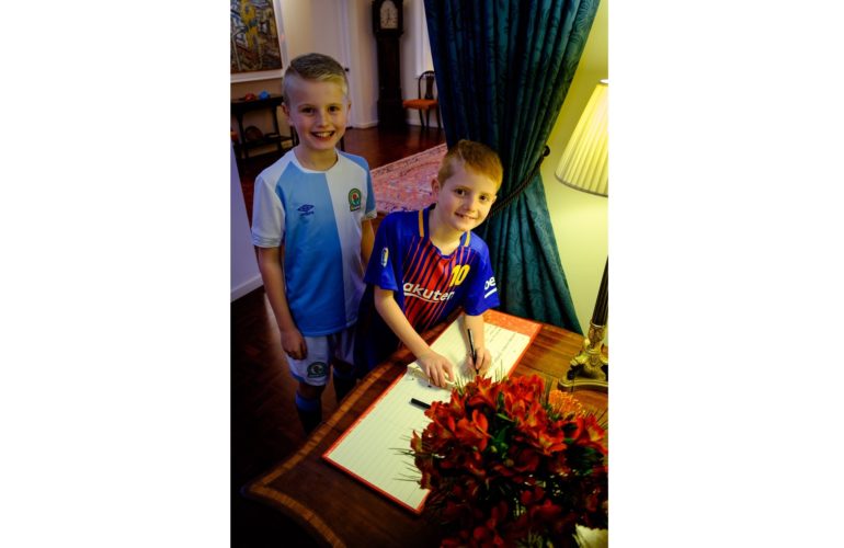 Tom and Jack, visiting the UK Ambassador to Israel
