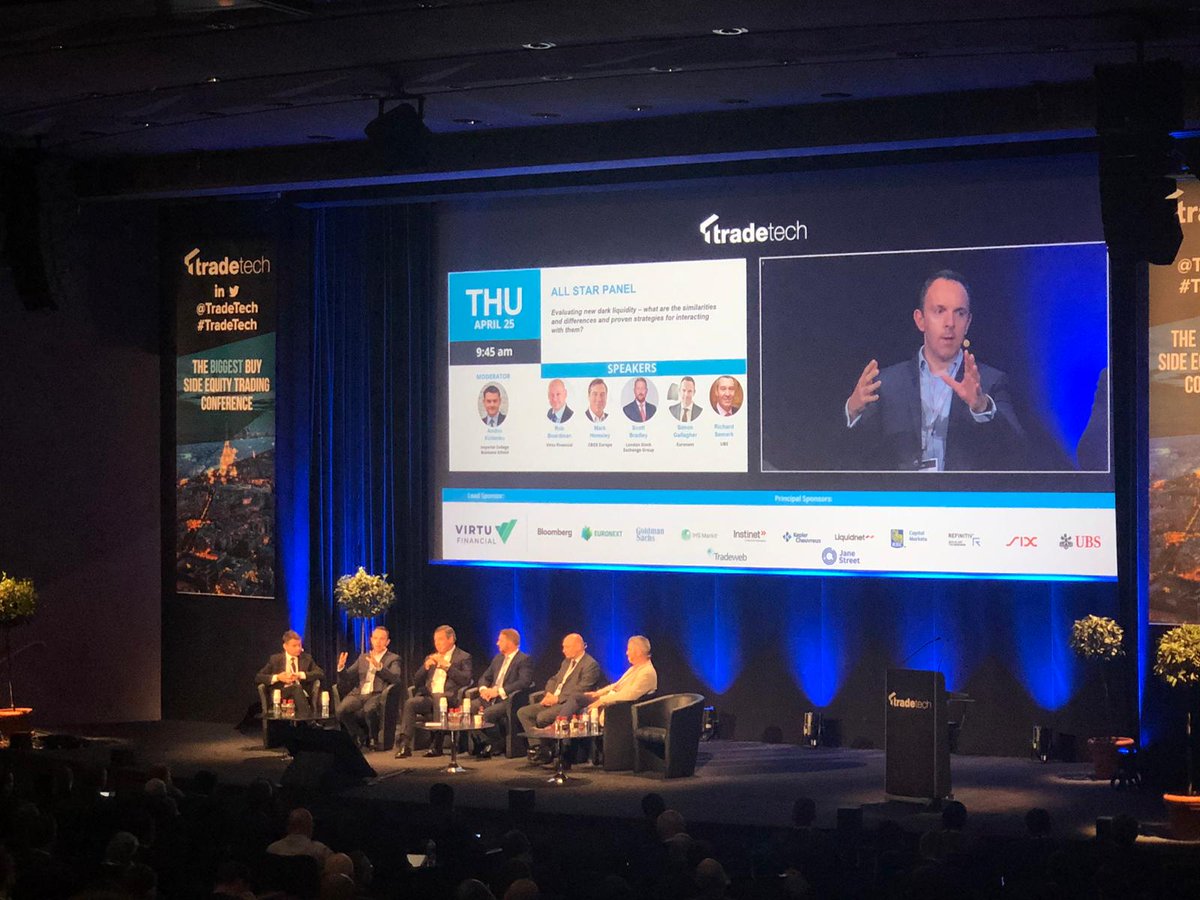 Discussing at #TradeTech how you can take AI and predictive data analytics to the next level. Daniel Leon <a href="/AXAIM/">AXA IM</a>, Michael Steliaros <a href="/GoldmanSachs/">Goldman Sachs</a>, Bertil Meijer #TenIvest, Christian Gast @SIMAGnews