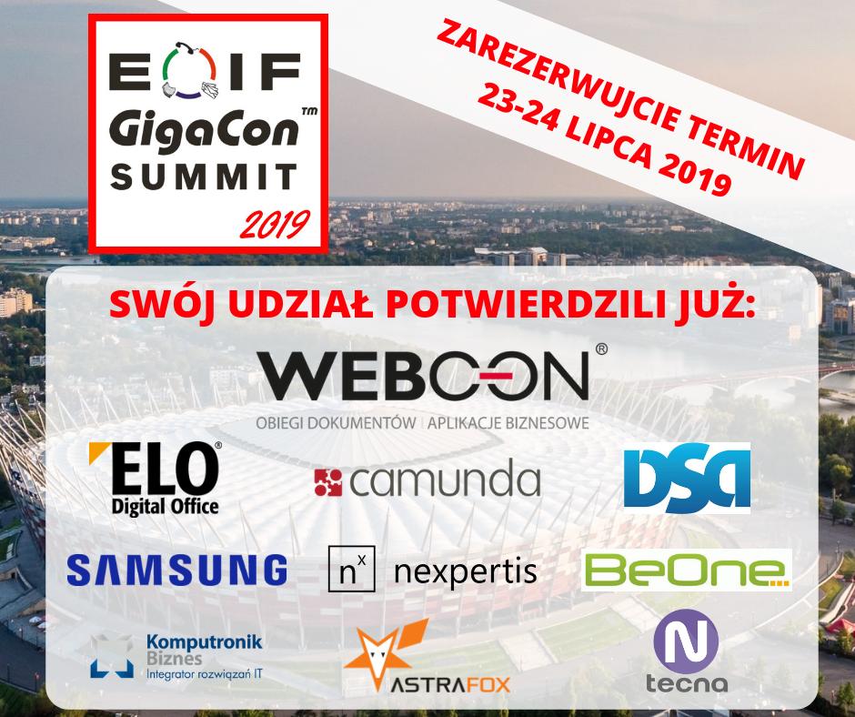 🔥 3 MIESIĄCE 🔥- tyle czasu zostało do największej w Polsce konferencji o elektronicznym obiegu dokumentów i procesach biznesowych w firmach i instytucjach!  ⚡️W związku z tym przyspieszyliśmy z wrzucaniem info na stronę - sprawdź szczegóły: gigacon.org/event/eoif_sum…
#SummitEOIF19