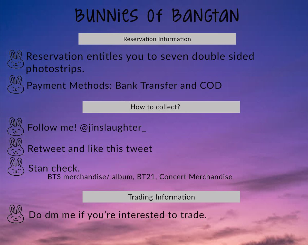 jins_laughter_'s tweet photo. [HELP RT!] 
Bunnies Of Bangtan 🐰 notice
Hi everyone! Here’s my sixth anniversary fan support for Bangtan 🙈

Reservation information:
🐰 form: https://t.co/ZGPOyb3eWB
🐰 Reservations are open from 25 April to 1 June https://t.co/1tFu3tQpmX