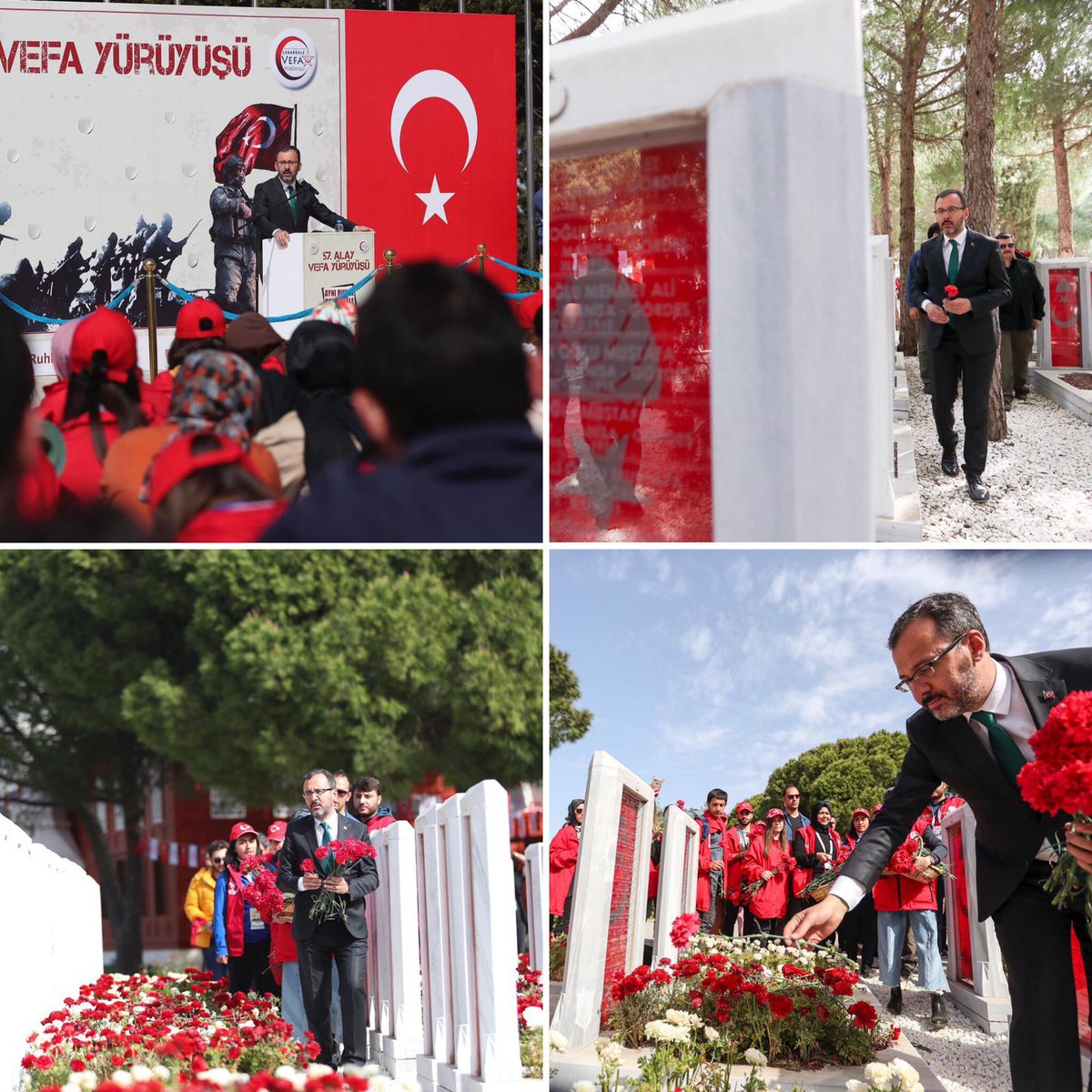 57. Alay Vefa Yürüyüşü sonrası Şehitler Abidesi’nde düzenlenen törende, istiklalimiz ve istikbalimiz uğruna Çanakkale’yi geçilmez kılan şühedâmızı yâd ettik. #AynıRuhlaÇanakkale