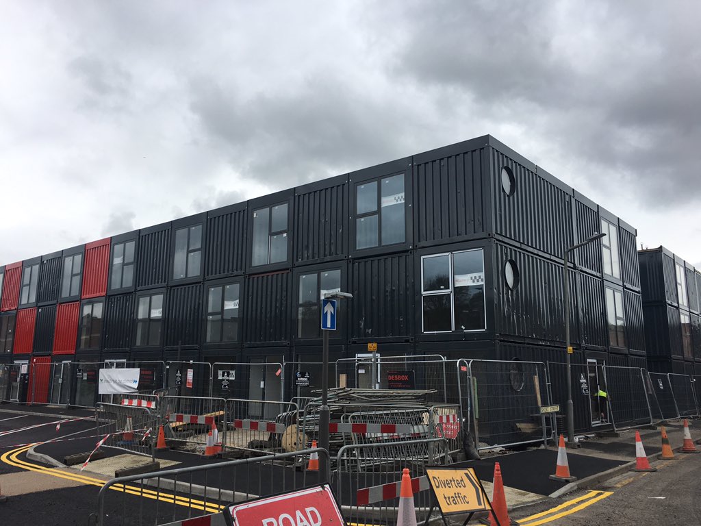 #modular comes to #highwycombe with #desbox <a href="/ContainerCityTm/">Container City</a> and @wycombedc scheme. Flexible terms and spaces within #recycled shipping containers for small businesses incl artists and crafters. Looking forward to seeing this in use!