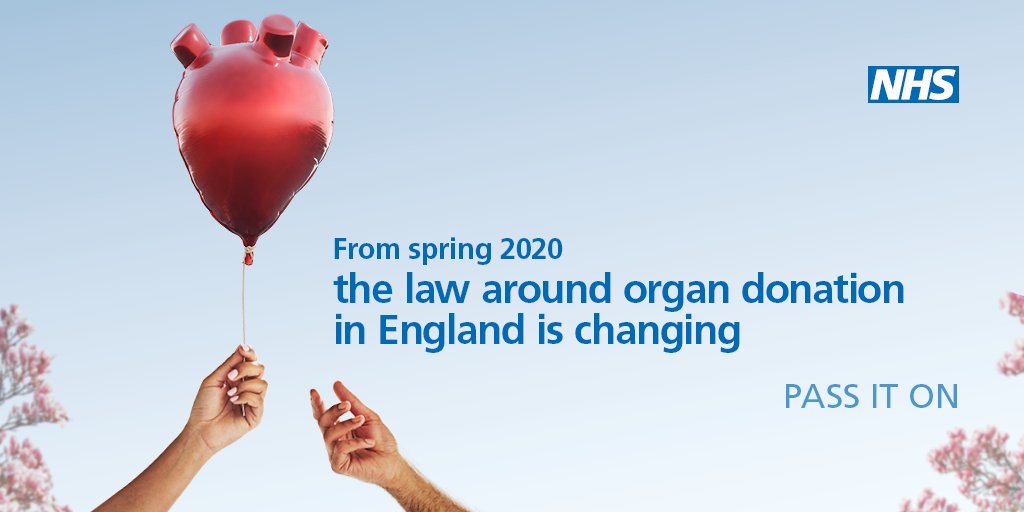 Did you know? In spring 2020, the law around organ donation will change. Find out what this means for you at: organdonation.nhs.uk #passiton #organdonation