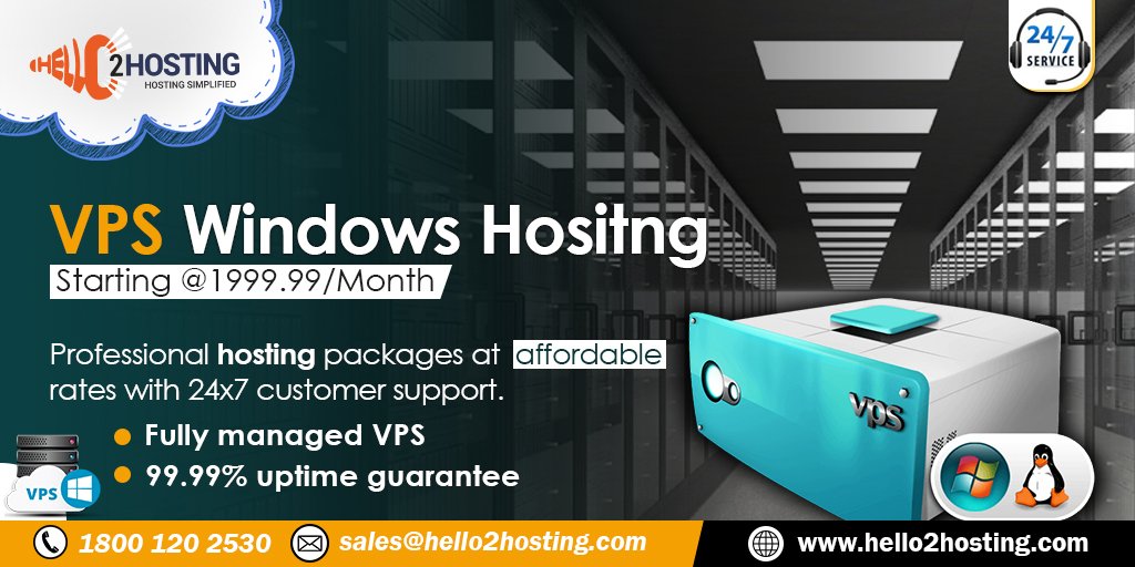 Hello2Hosting's tweet image. #Hello2Hosting :  Get the reliable and high performance  #VPS #WindowsHosting packages at affordable #price with 24x7 #Support.

For more info: hello2hosting.com/windows-vps-ho…