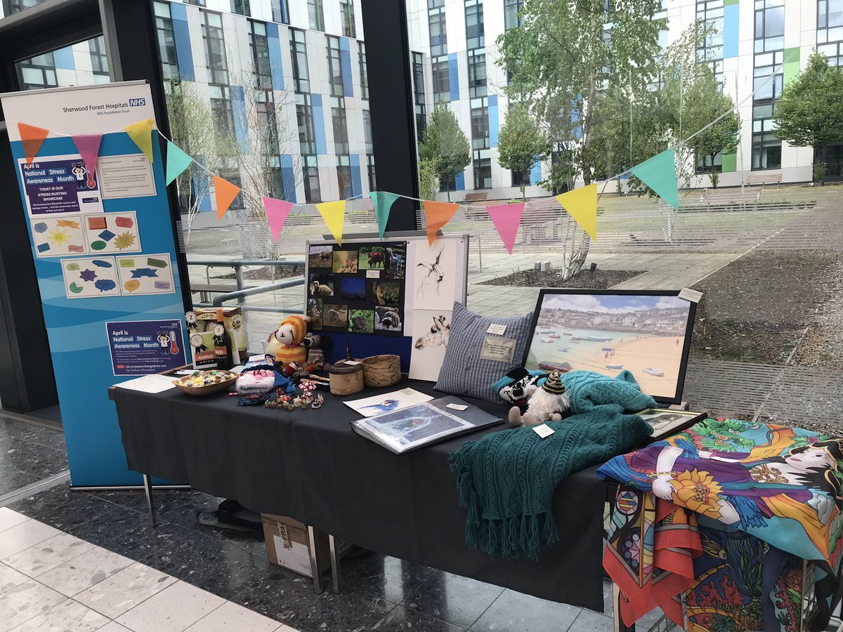 The Stress Busting Showcase is on in the KTC! Come and see how colleagues bust stress and share your own top tips! #SFHFT #StressAwarenessMonth #TeamSFH
