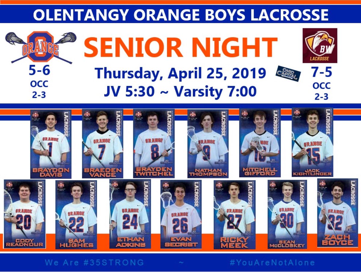 OOHSLacrosse's tweet photo. It’s SENIOR NIGHT!🍊🥍👨‍🎓🌙

It’s gonna be wet, but these guys will be there, so gear up and come out and celebrate their contributions to our program.  Thank you Seniors for all you have done for us.  We will miss you.

#SeniorNight
#OrangePride 
#35Strong https://t.co/d9wGJJz659