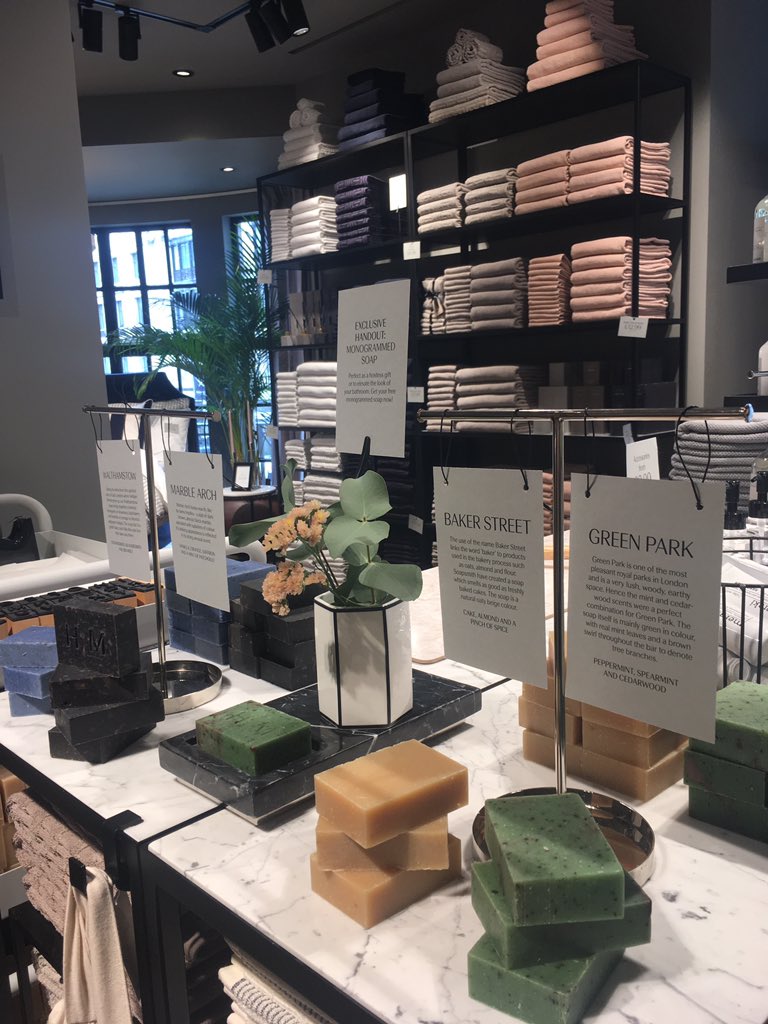 <a href="/hm/">H&M</a> for opening of H&amp;M Home on Regent St. Initialling <a href="/soapsmithlondon/">Soapsmith</a> soaps. Guess what #walthamstow is popular. #awesomestowe