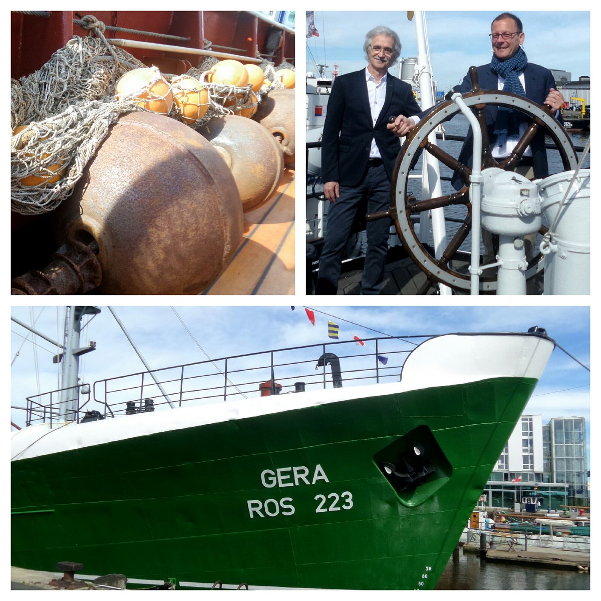 Wirtschaft_HB's tweet photo. Wir bleiben #maritim. Senator @MartinGuenthner konnte sich heute überzeugen, pünktlich zur #Fischparty im Schaufenster #Fischereihafen ist der letzte Seitentrawler, die FMS GERA, dank #EMFF-Mitteln wieder auf Kurs! #HistorischesMuseumBremerhaven #Bremerhaven 🚢🎉⚓ https://t.co/LAWAeGy5f9
